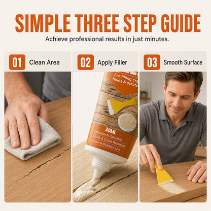 🔥50% OFF NOW! Professional Wood Filler for Cracks Holes & Scratches, Sandable Paintable Wood Repair Paste, Shrink‑Resistant Wood Putty for Indoor & Outdoor Wooden Surfaces Restoration